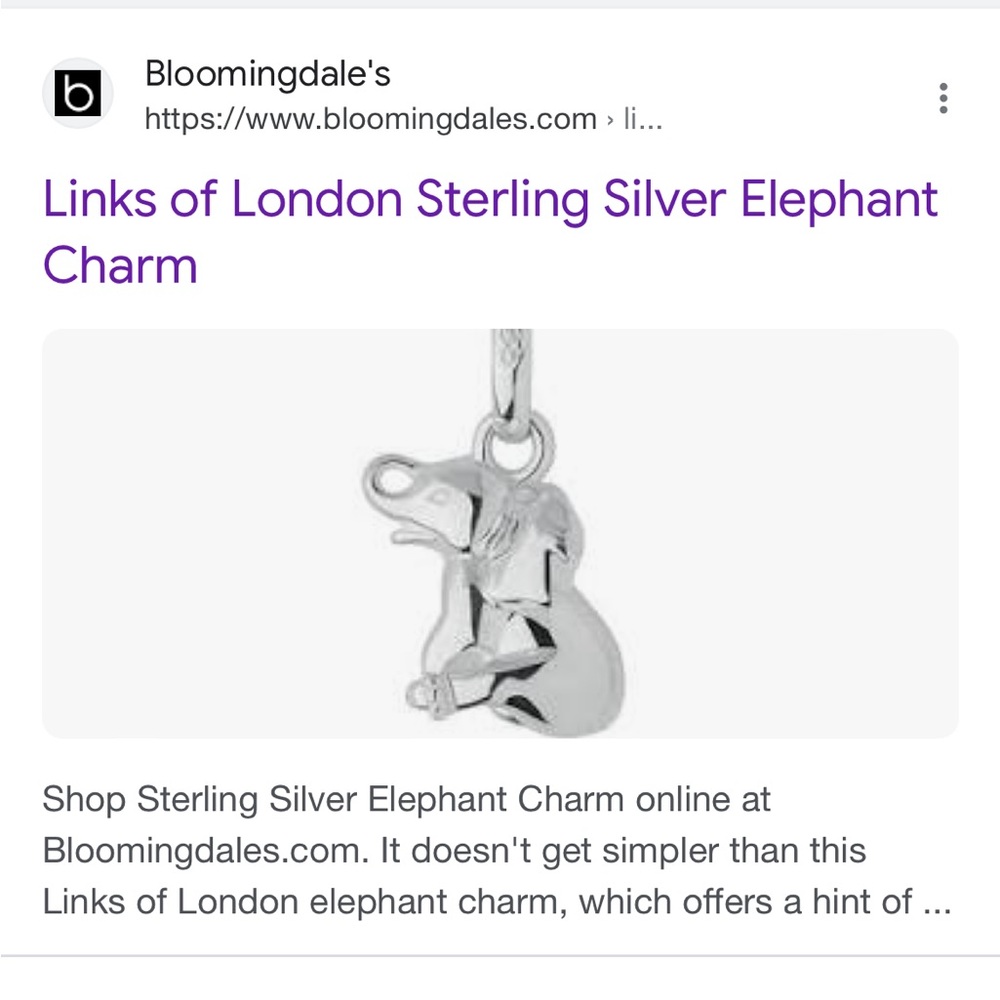 Links of London Sterling Silver Elephant Charm/Pendant